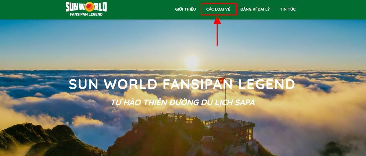 Truy cập trang web https://sunworldfansipan.net và chọn loại vé