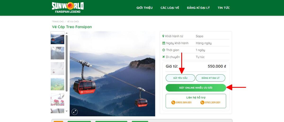 Chọn phương thức đặt vé Cáp treo Fansipan