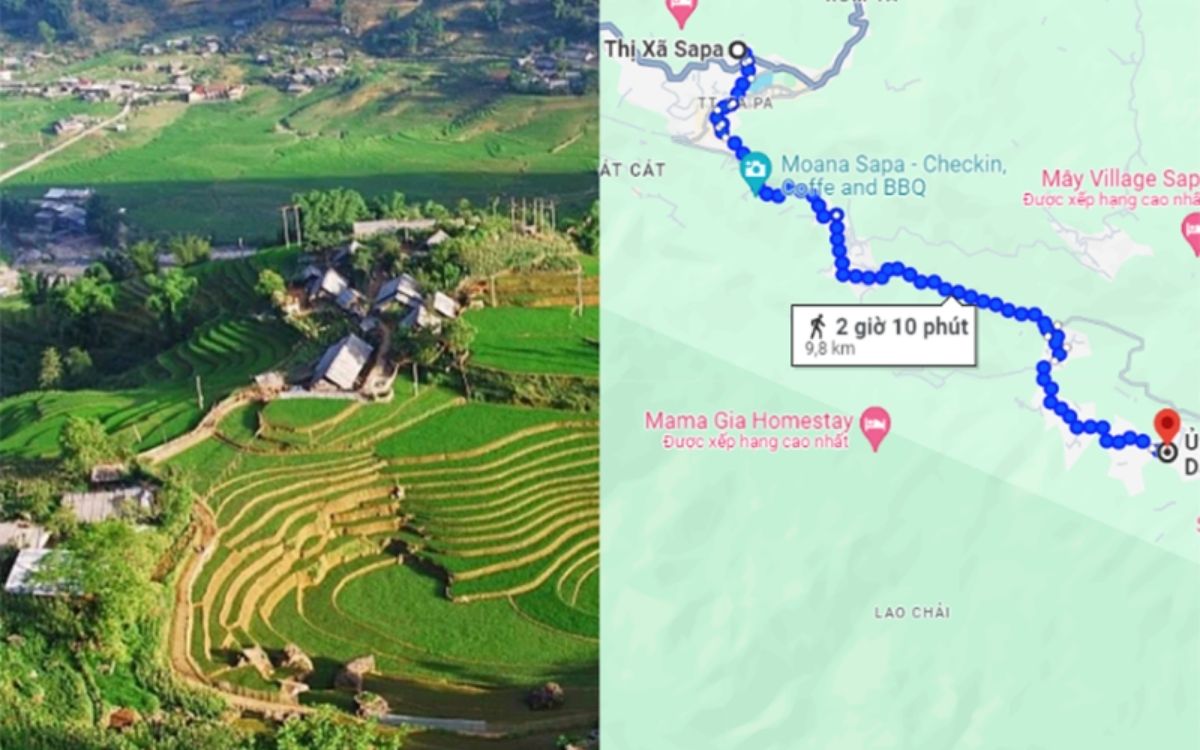 Khoảng cách từ thị trấn đến Bản Tả Van Sapa